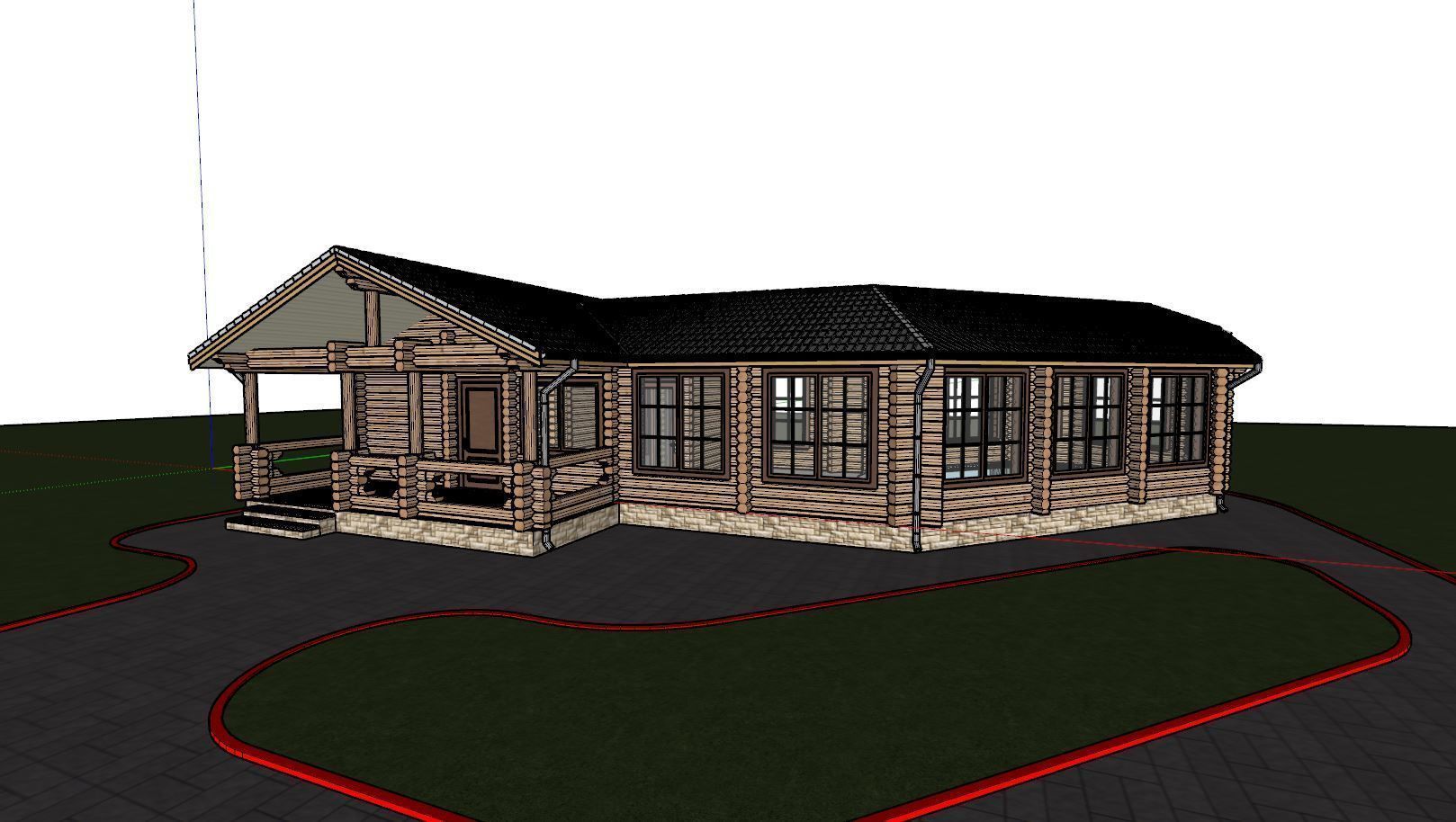 3D model of a wooden bathhouse with a pool 3D model_13