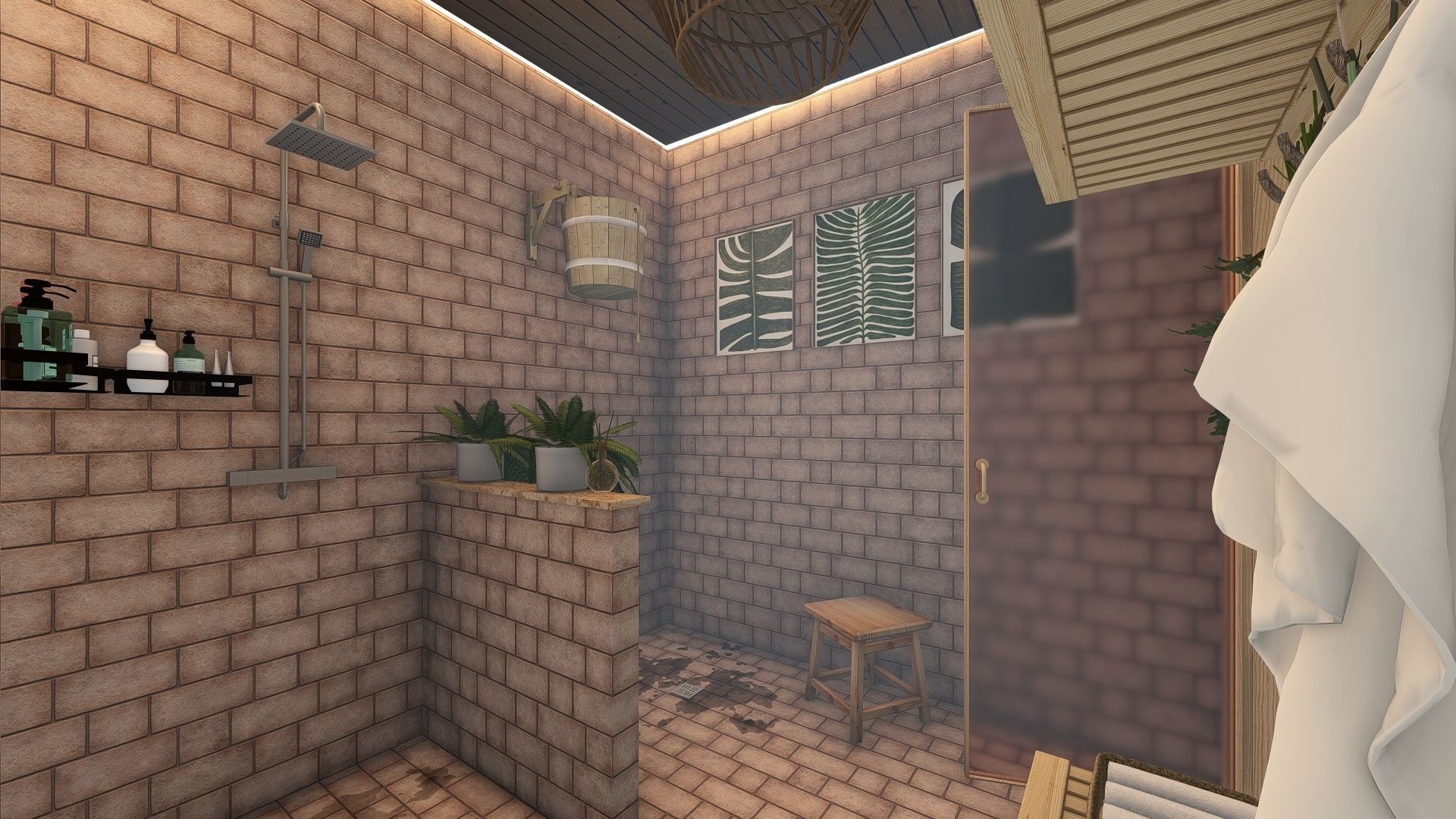 3D model of a wooden bathhouse with a pool 3D model_11