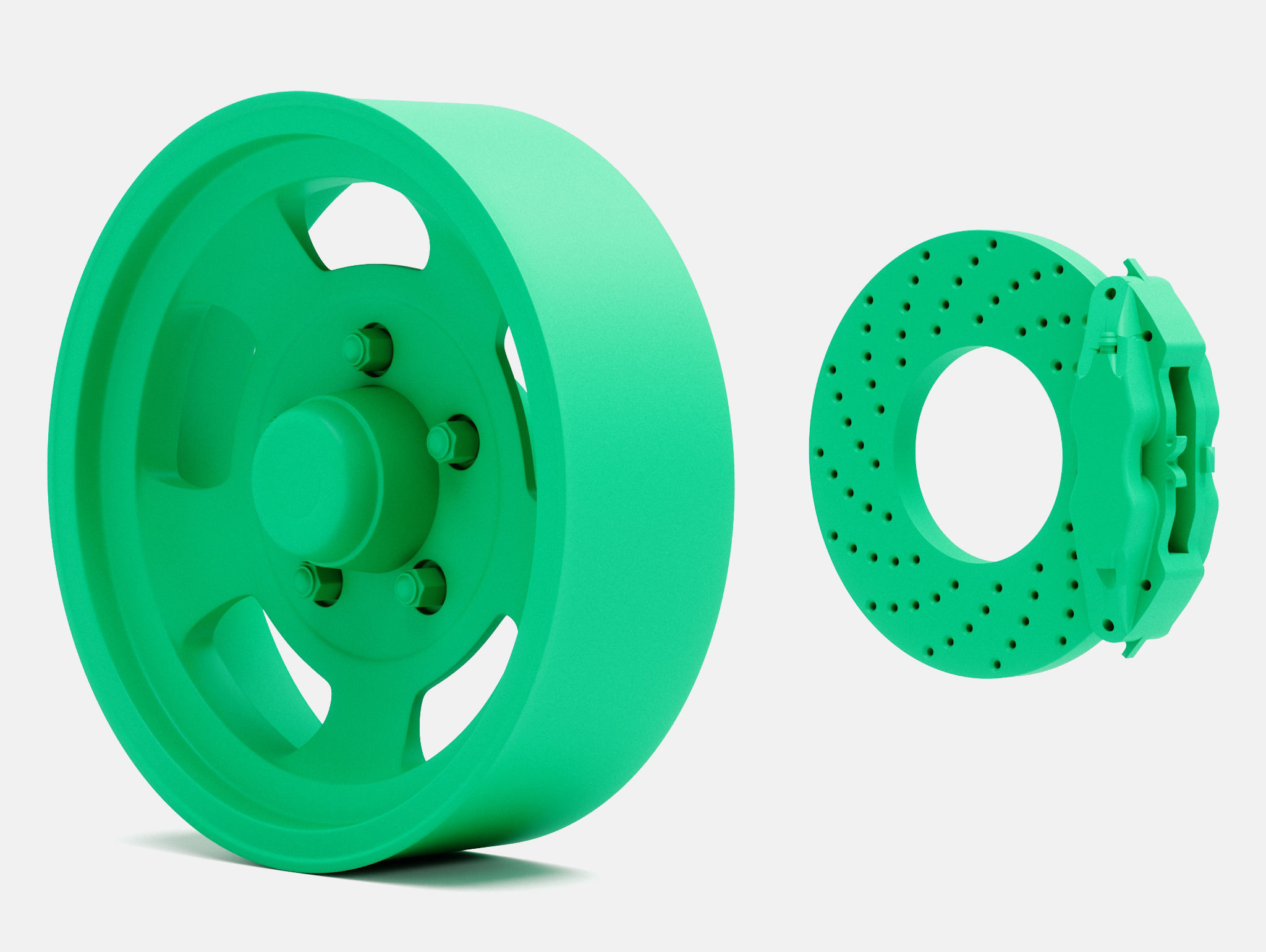 15x5 US Indy Mag Wheel and Brake 3D print model_3