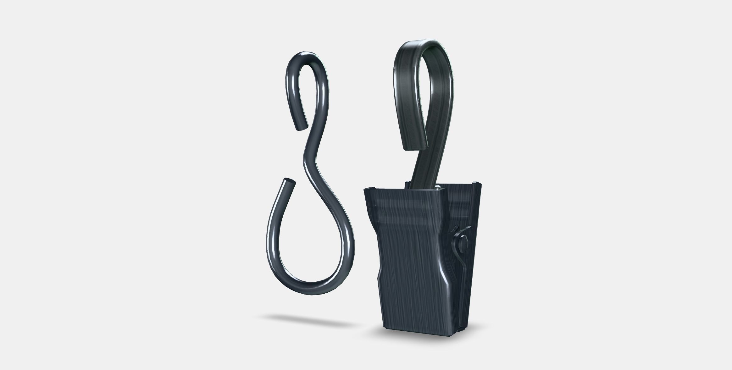RIKTIG Curtain hook with clip Low-poly 3D model_4