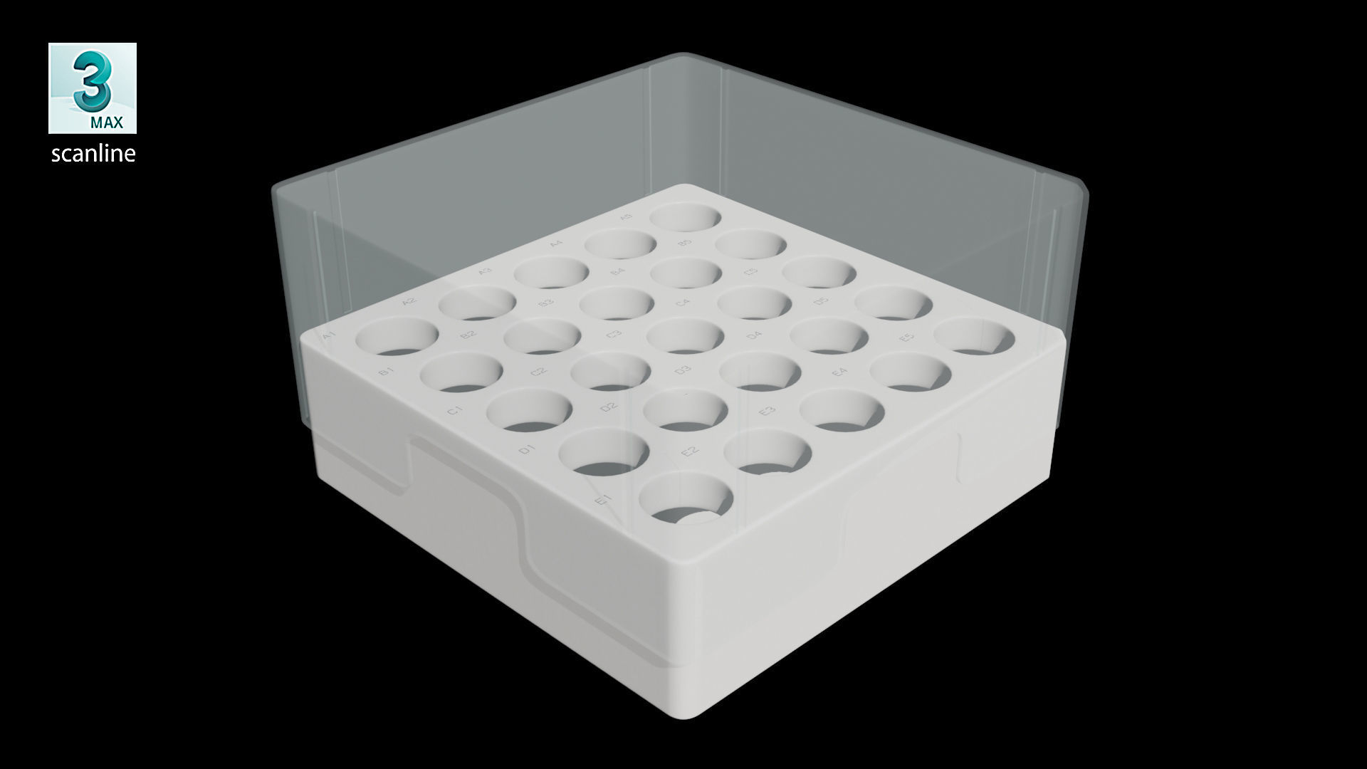 Eppendorf Storage Box 3 inch 5x5 Low-poly 3D model_10