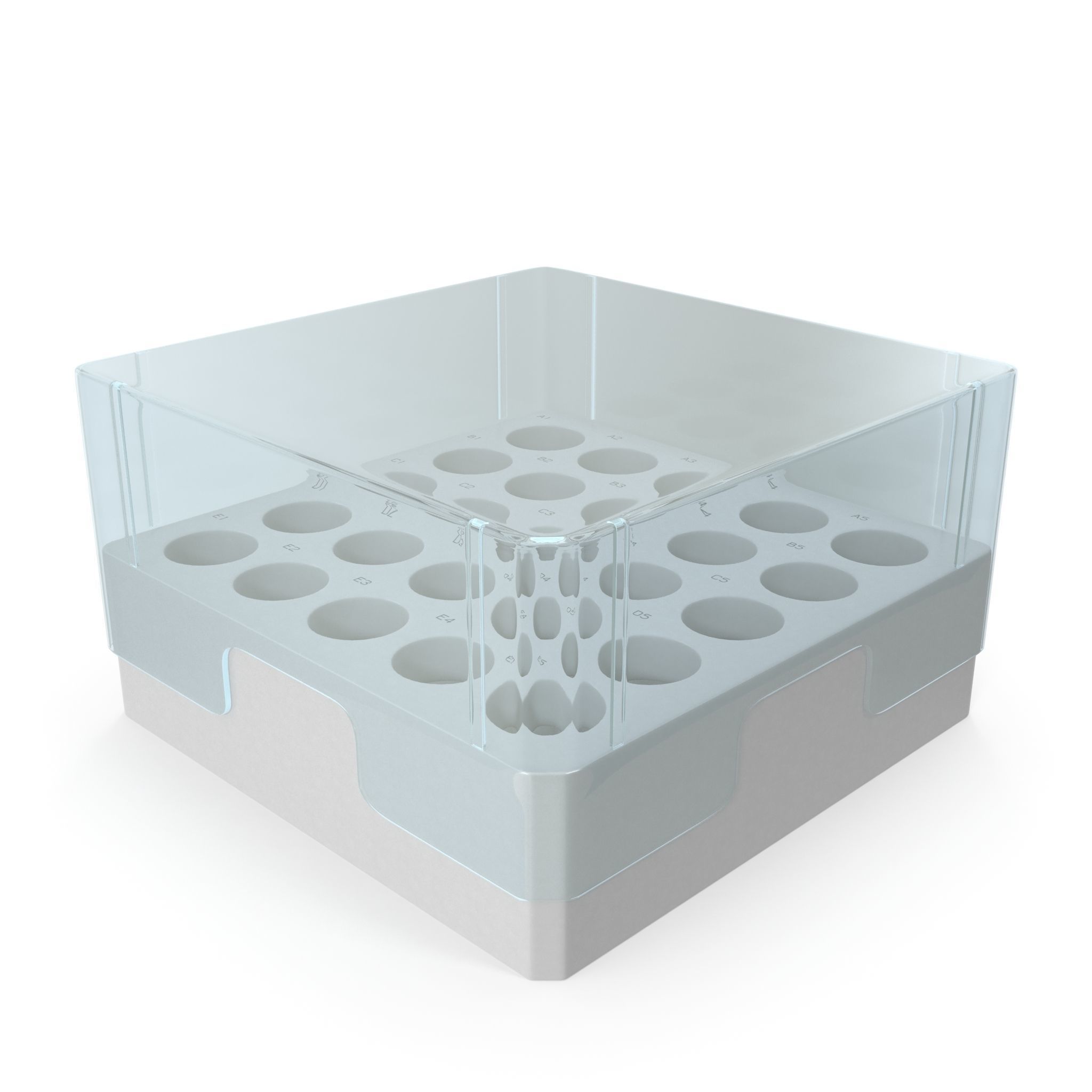 Eppendorf Storage Box 3 inch 5x5 Low-poly 3D model_2