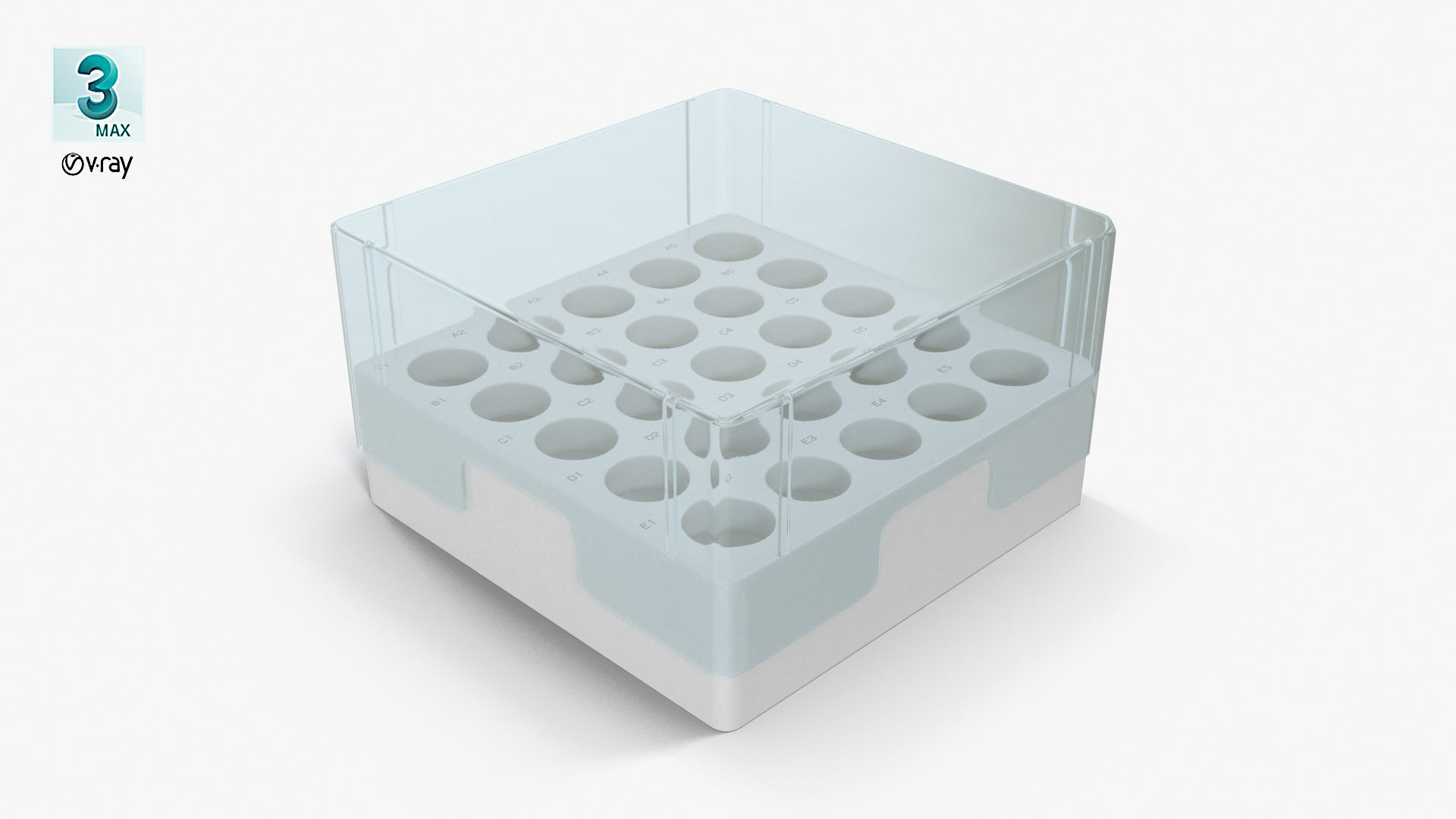Eppendorf Storage Box 3 inch 5x5 Low-poly 3D model_9