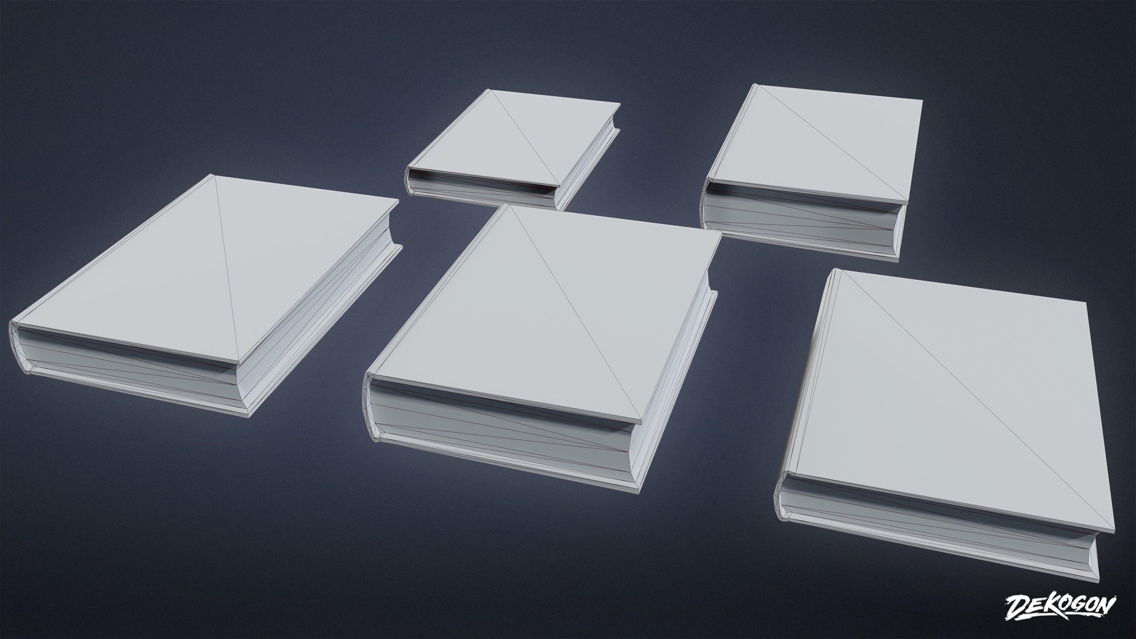 STUDIO OFFICES - Books 01 - LOW POLY Low-poly 3D model_1