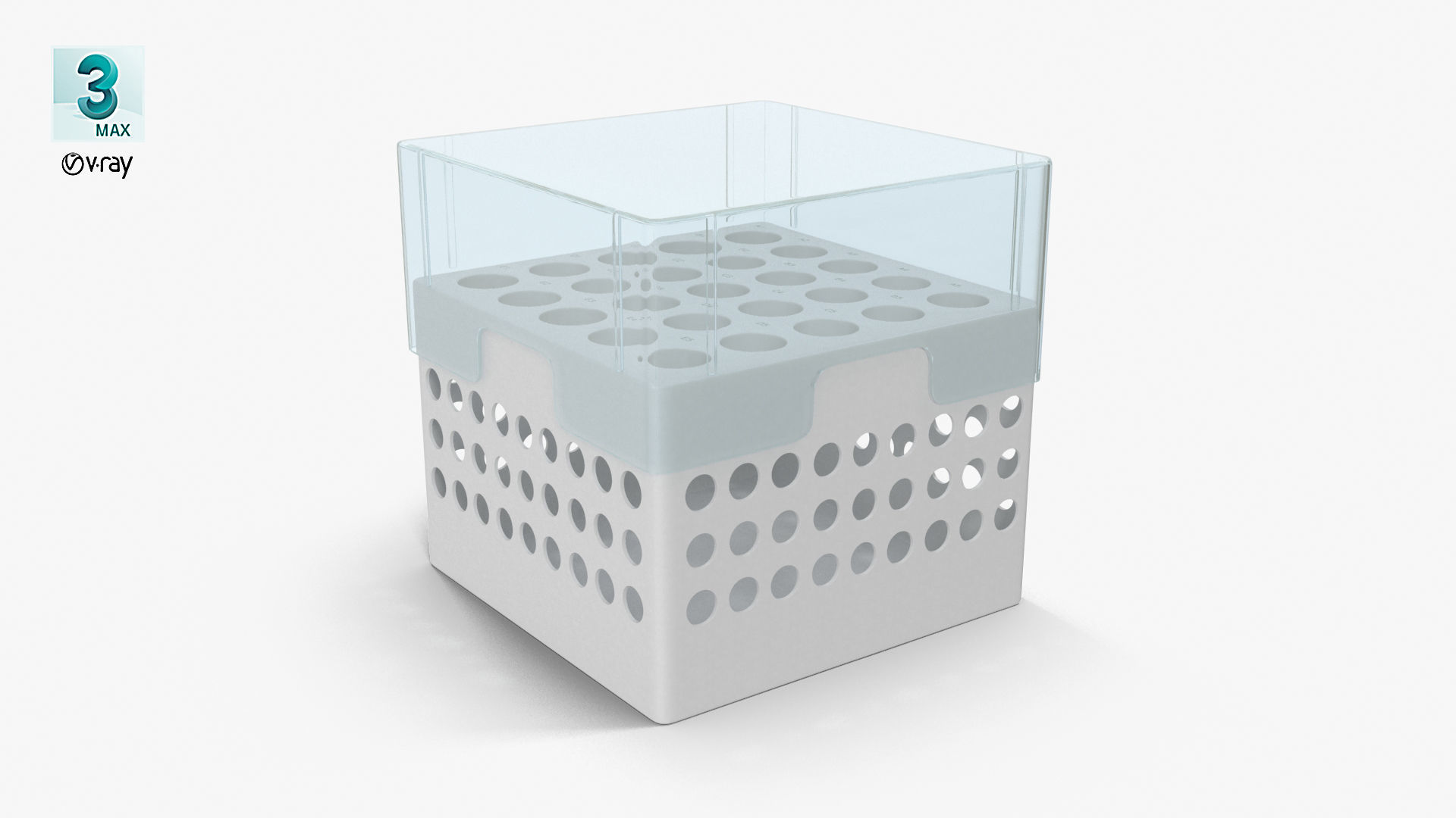 Eppendorf Storage Box 5 inch 5x5 Low-poly 3D model_10