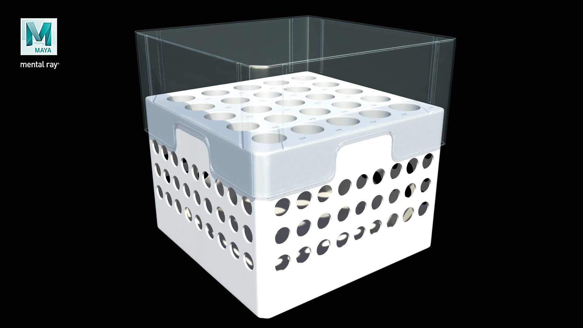 Eppendorf Storage Box 5 inch 5x5 Low-poly 3D model_12
