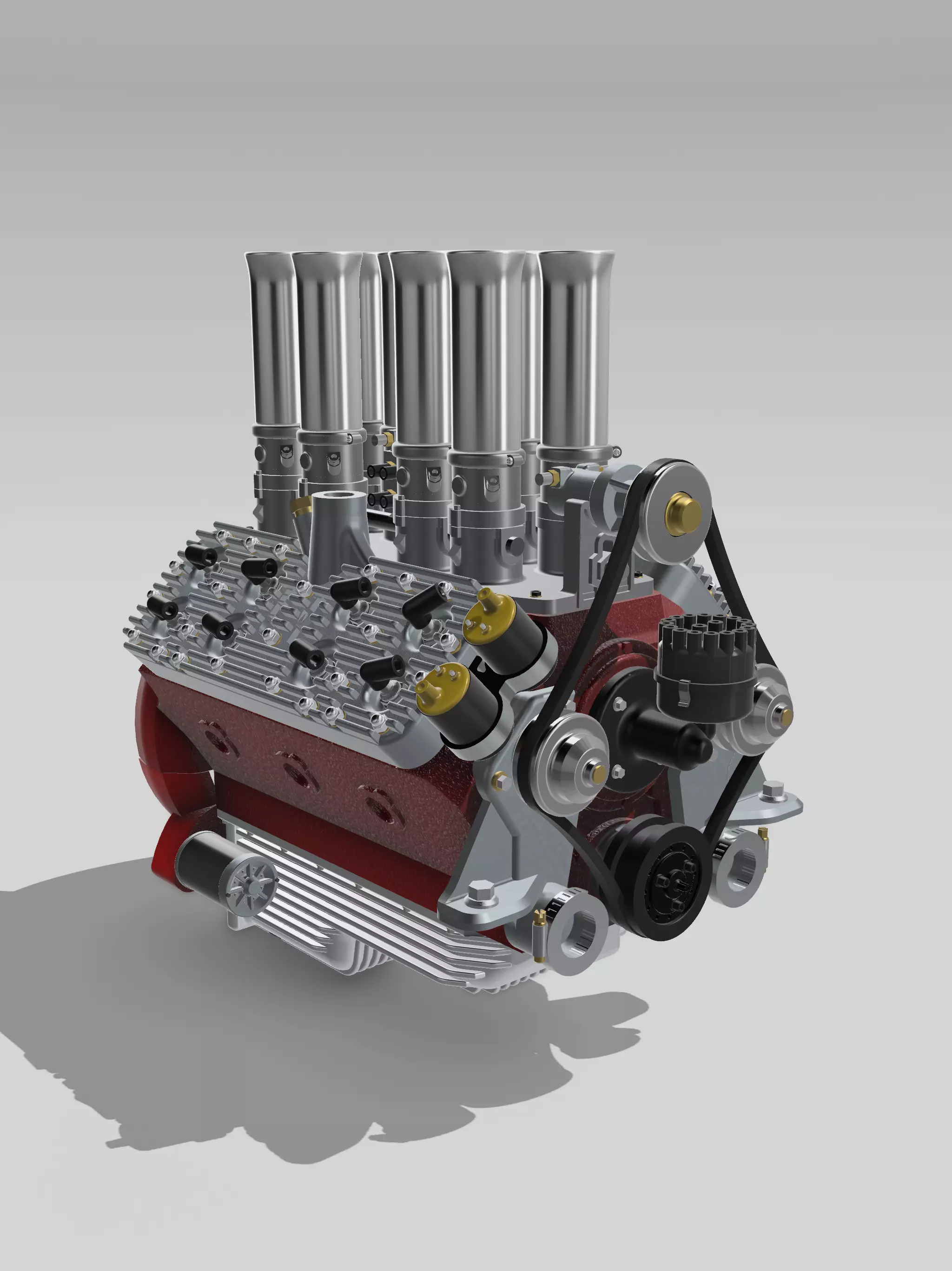 Hotrod Flathead Stacked Injection Twin Spark Engine Complete 3D print model_0