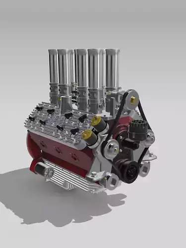Hotrod Flathead Stacked Injection Twin Spark Engine Complete 3D print model