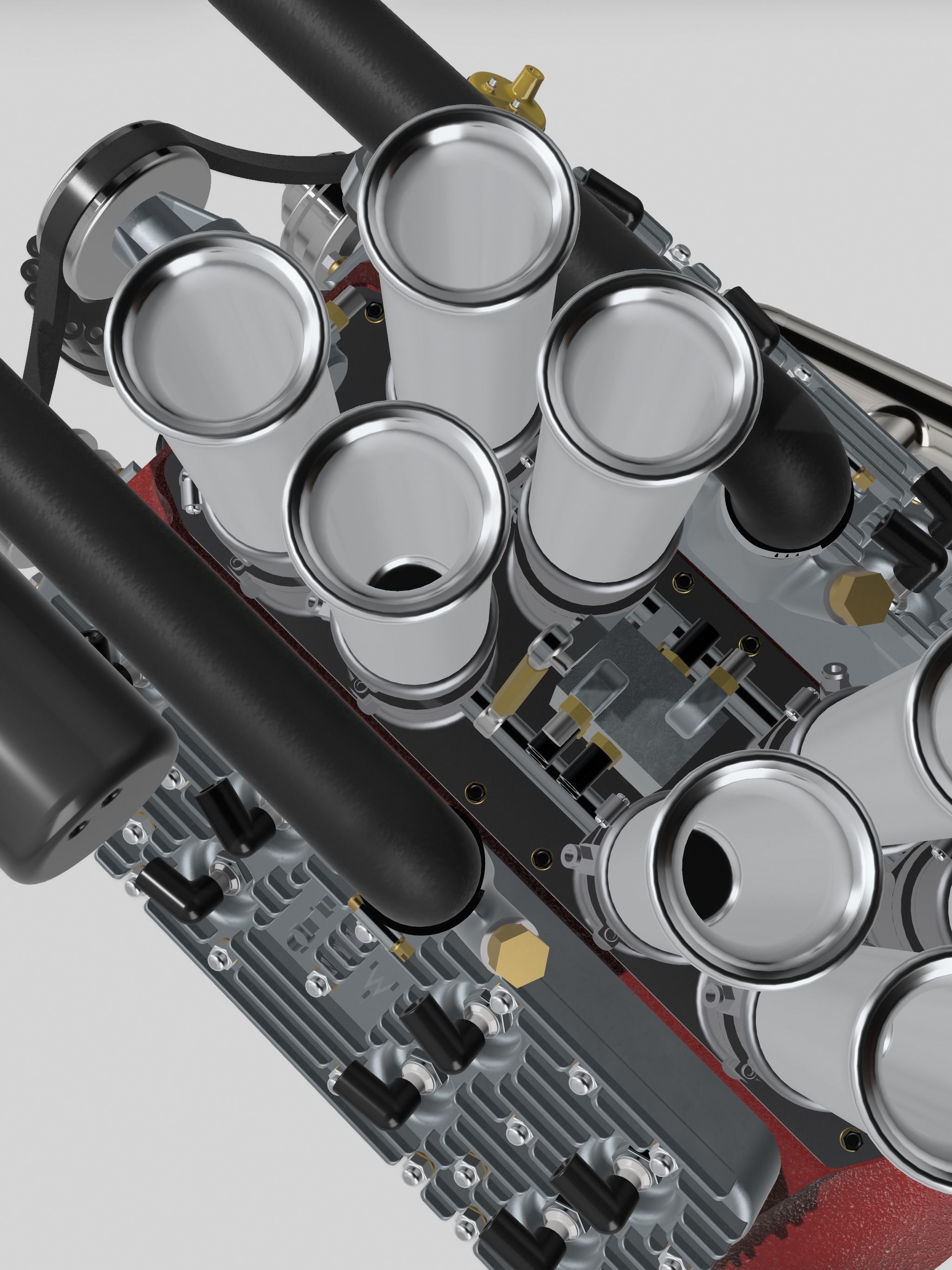 Hotrod Flathead Stacked Injection Twin Spark Engine Complete 3D print model_5