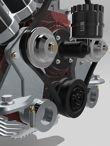 Hotrod Flathead Stacked Injection Twin Spark Engine Complete 3D print model 2