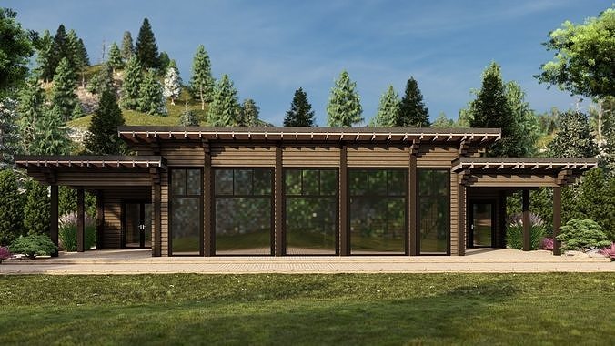 3D model of a wooden house 3D model 6