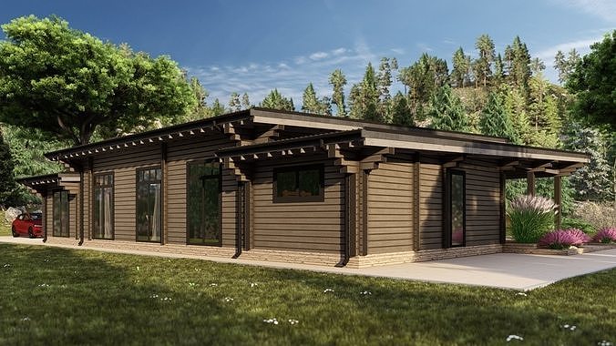 3D model of a wooden house 3D model 5