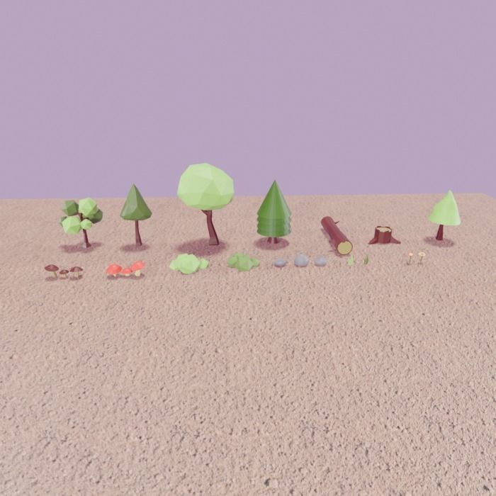 LowPoly Forest  Full Pack - Game Ready Asset Low-poly 3D model_13