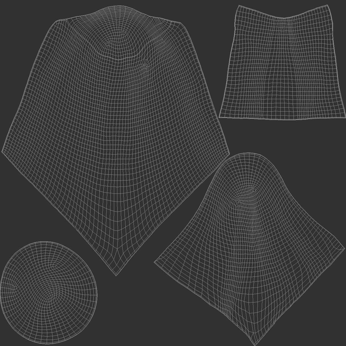 White Muslim Head Dresses Set - 7 islamic woman headwear Low-poly 3D model_6