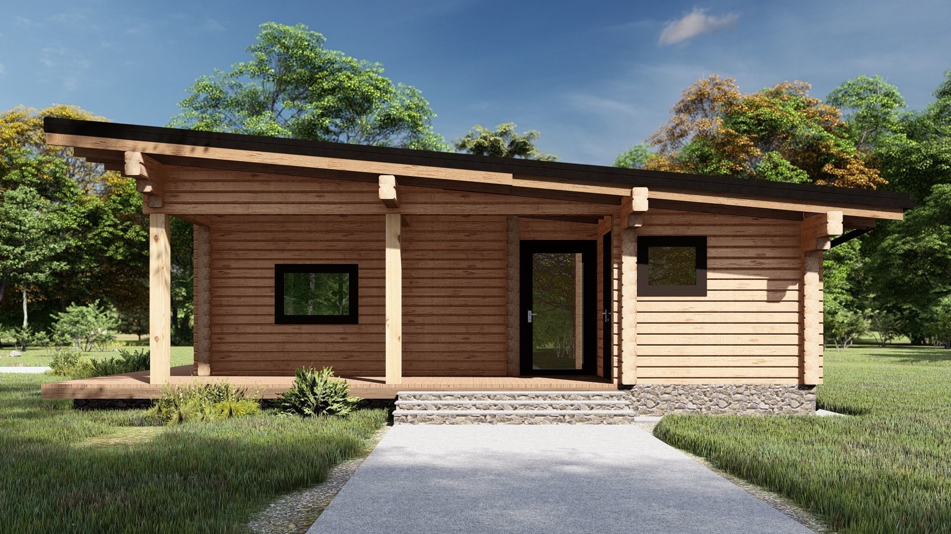 3D model of a wooden house 3D model_3