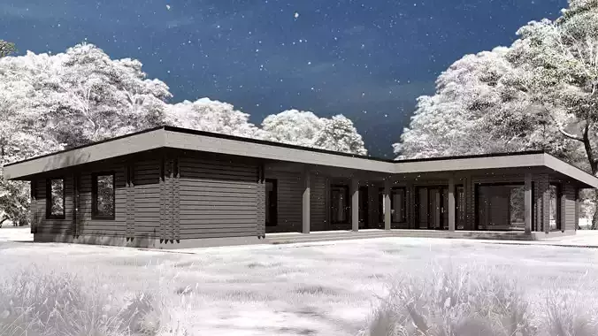 3D model of a wooden house