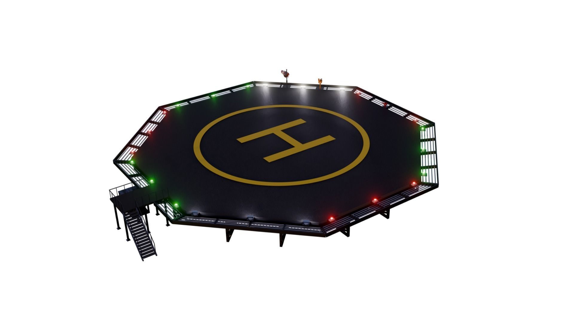 Octagonal Helipad 3D model_1