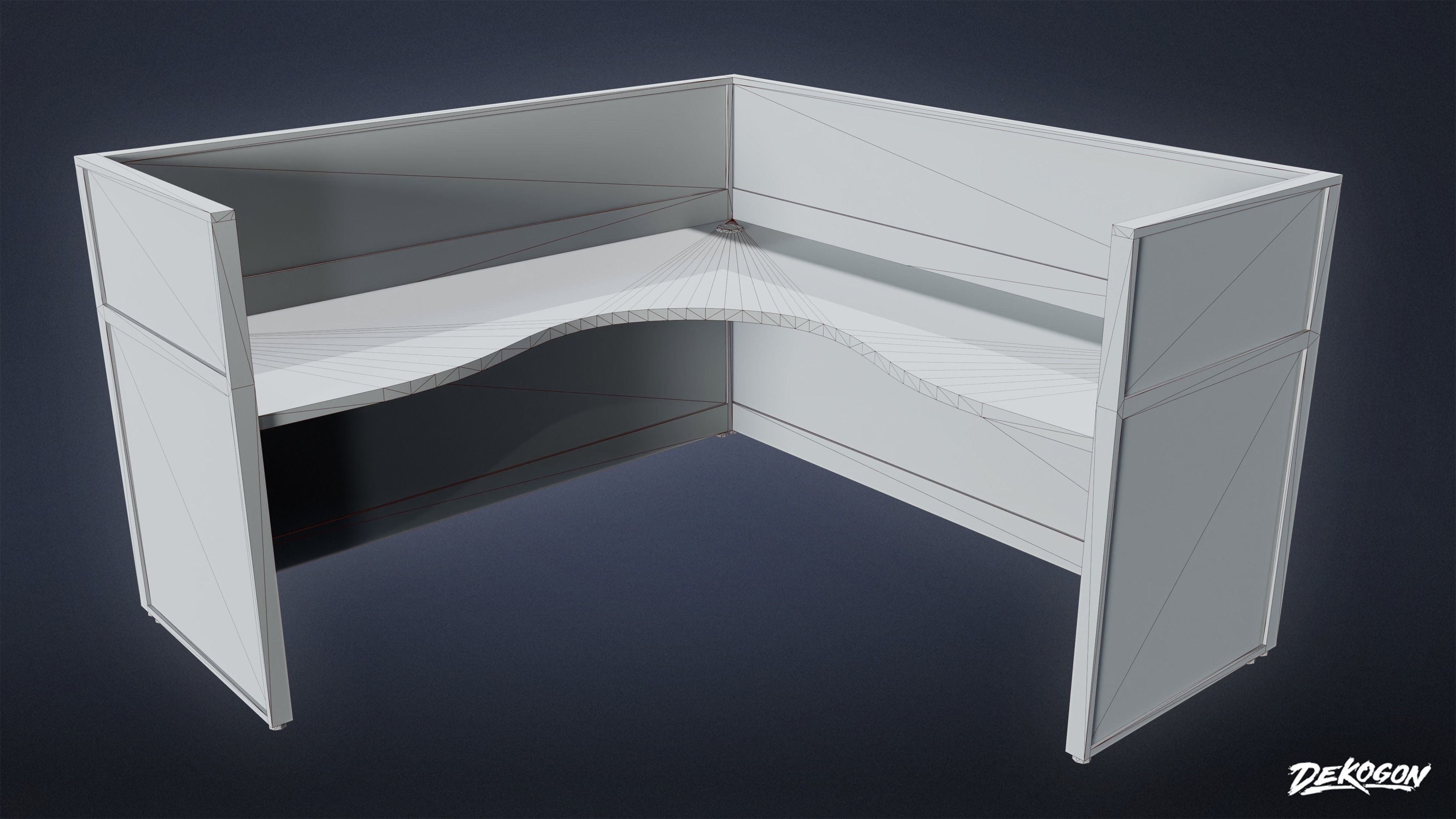 STUDIO OFFICES - Desk 01 - LOW POLY Low-poly 3D model_1