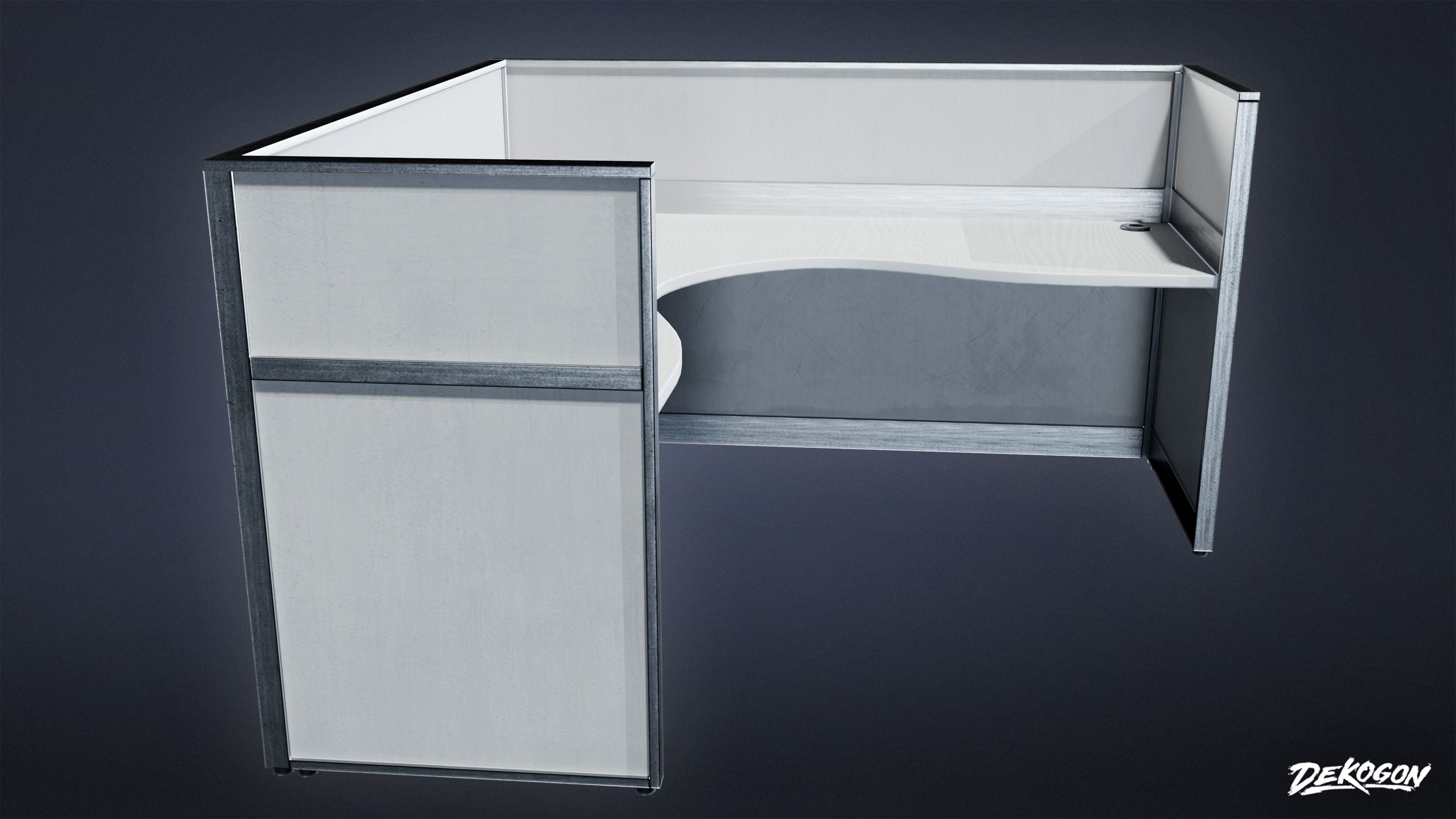 STUDIO OFFICES - Desk 01 - LOW POLY Low-poly 3D model_3