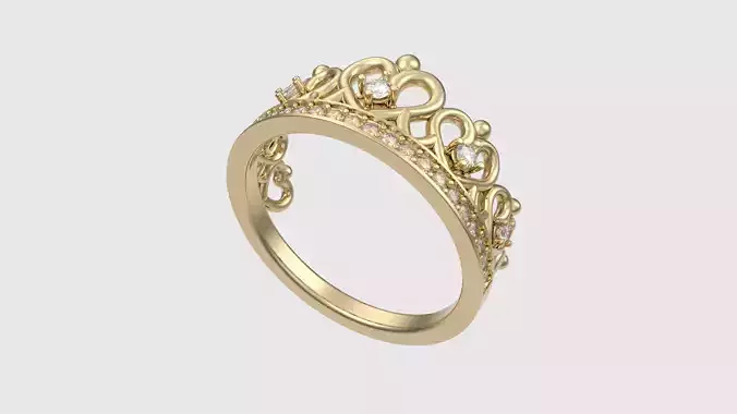Intricate Regal Crown-Inspired Ring JDBCo 3D print model