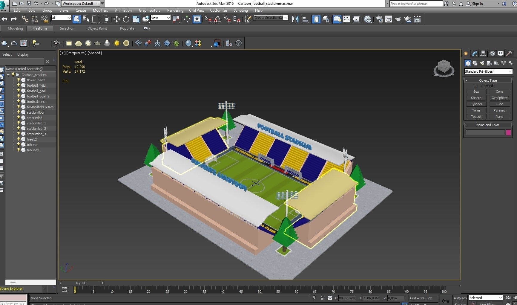 Cartoon Football Stadium Low-poly 3D model_14