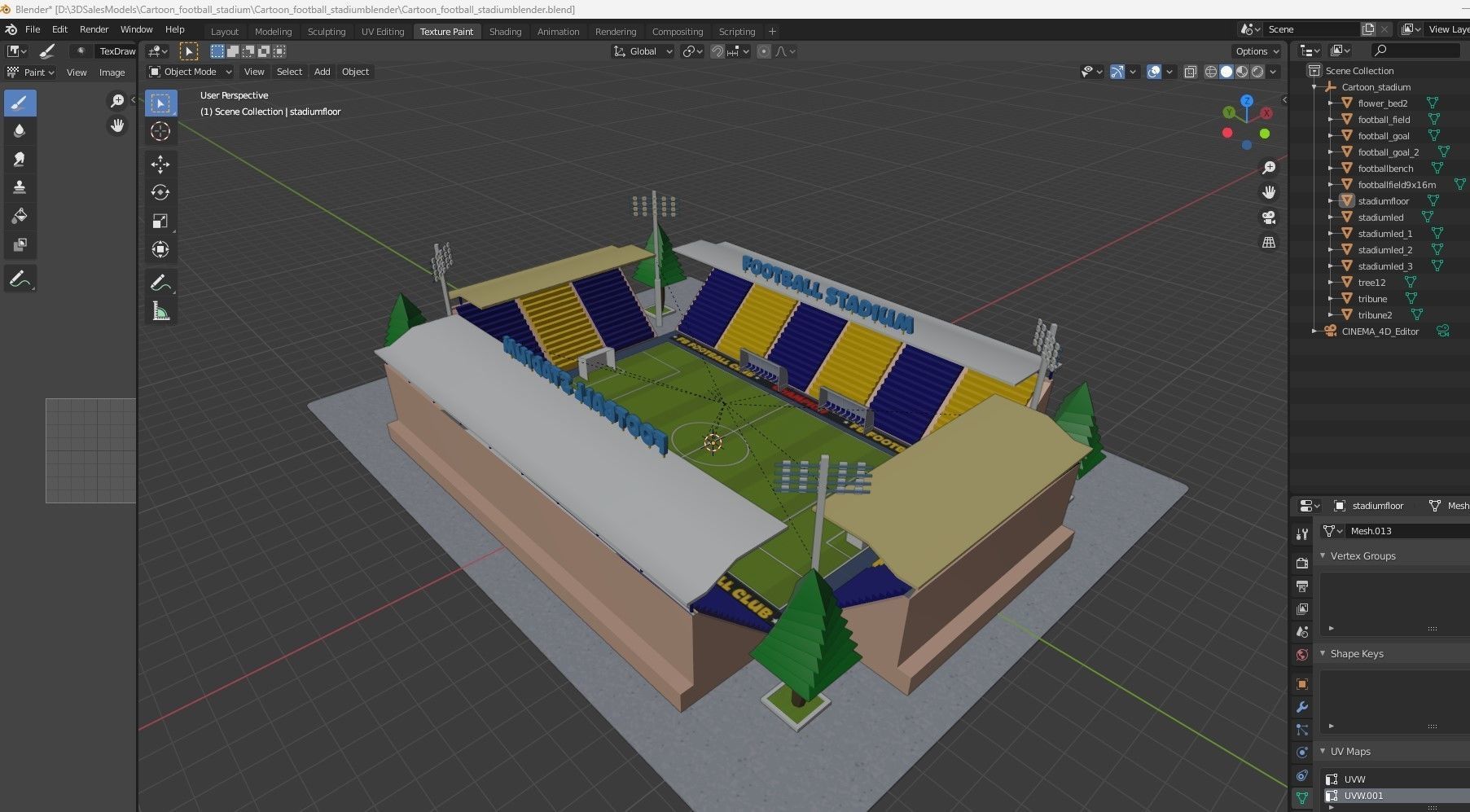 Cartoon Football Stadium Low-poly 3D model_12