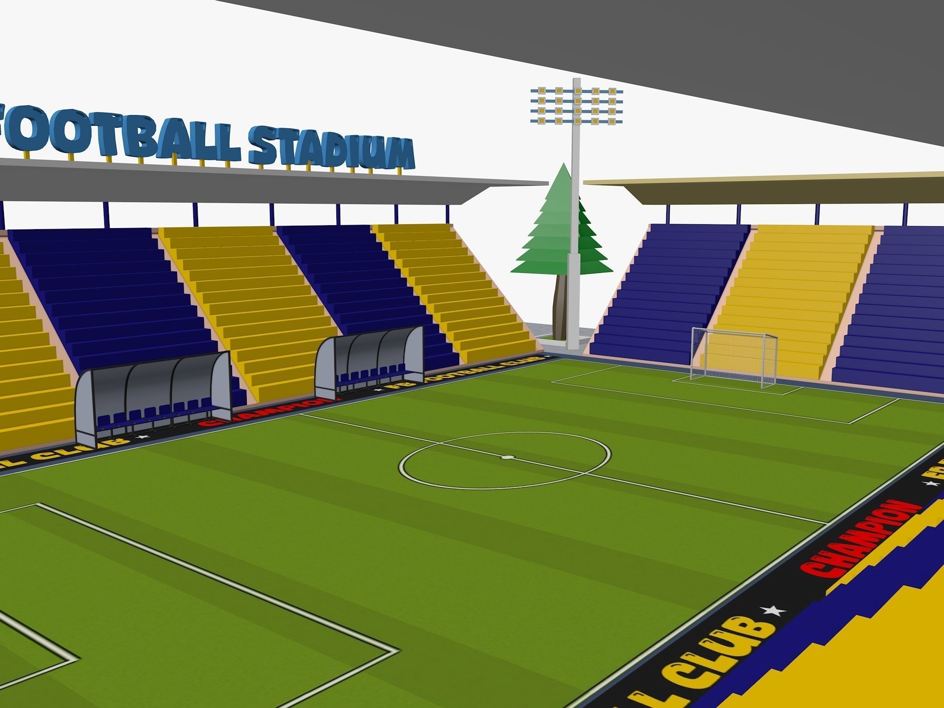 Cartoon Football Stadium Low-poly 3D model_4