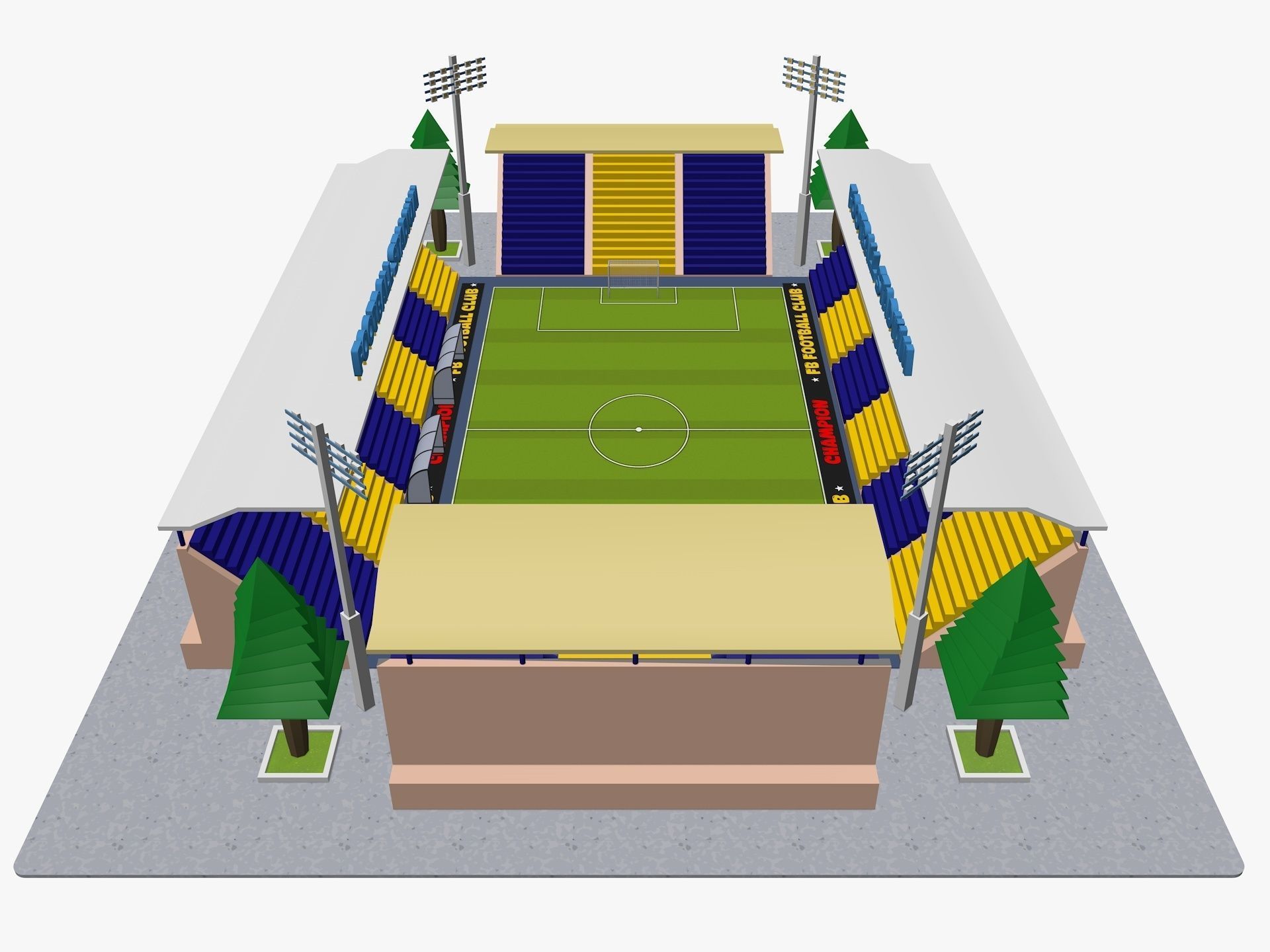 Cartoon Football Stadium Low-poly 3D model_2
