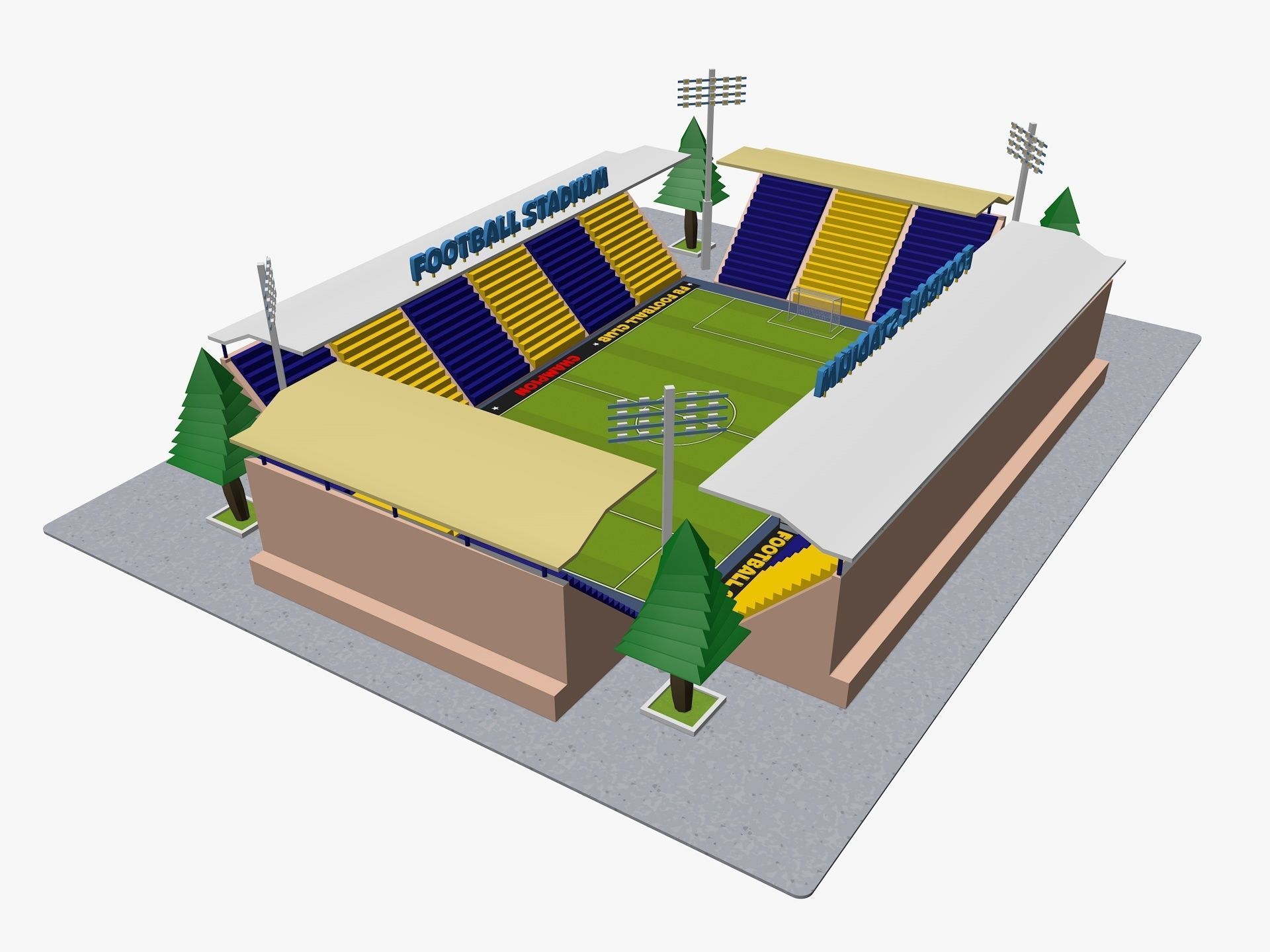 Cartoon Football Stadium Low-poly 3D model_1