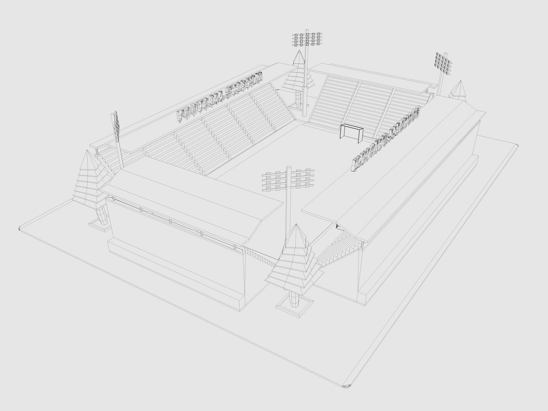 Cartoon Football Stadium Low-poly 3D model_7
