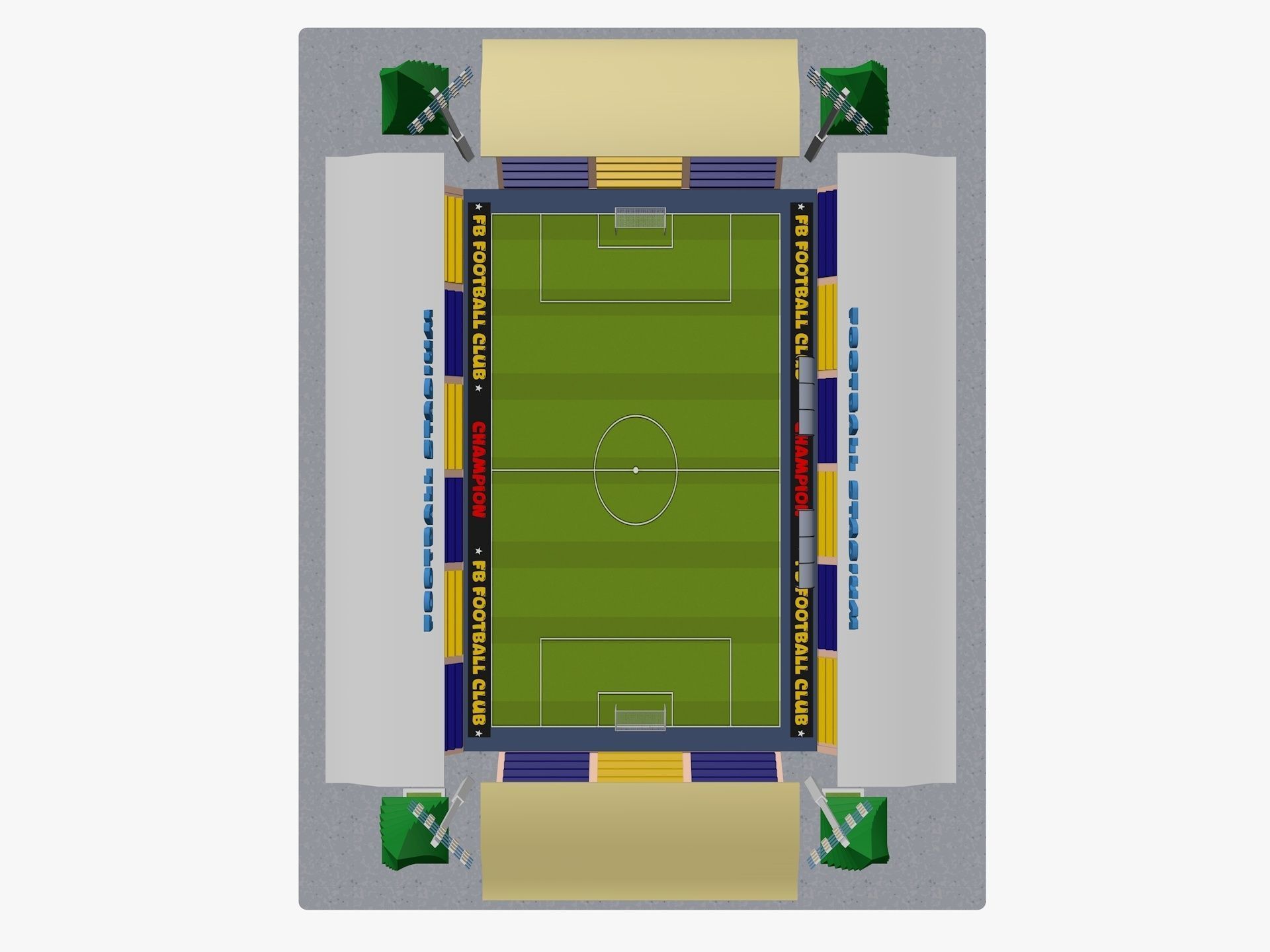 Cartoon Football Stadium Low-poly 3D model_3
