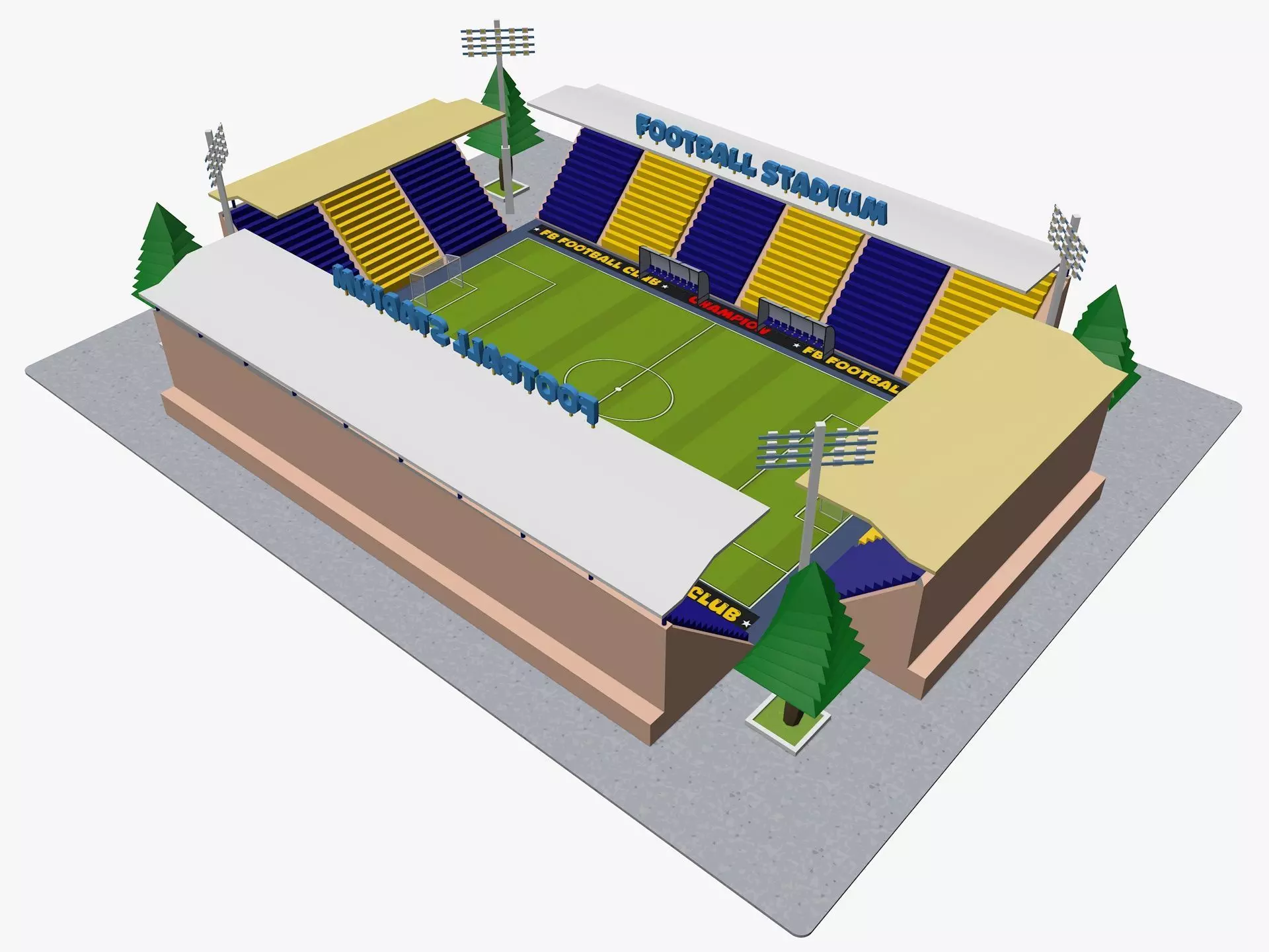 Cartoon Football Stadium Low-poly 3D model_0
