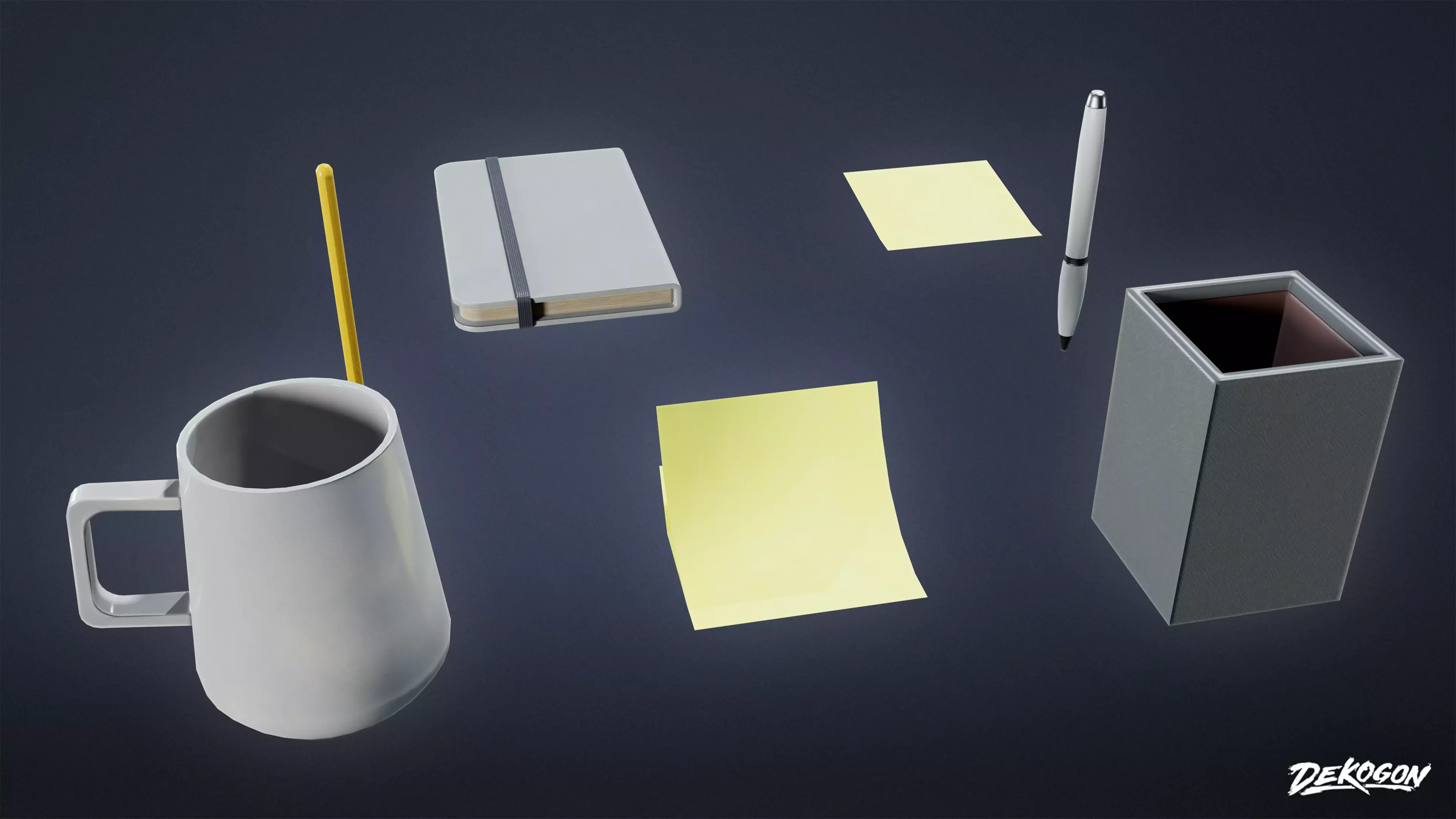 STUDIO OFFICES - Desk Assets 01 - LOW POLY Low-poly 3D model_0
