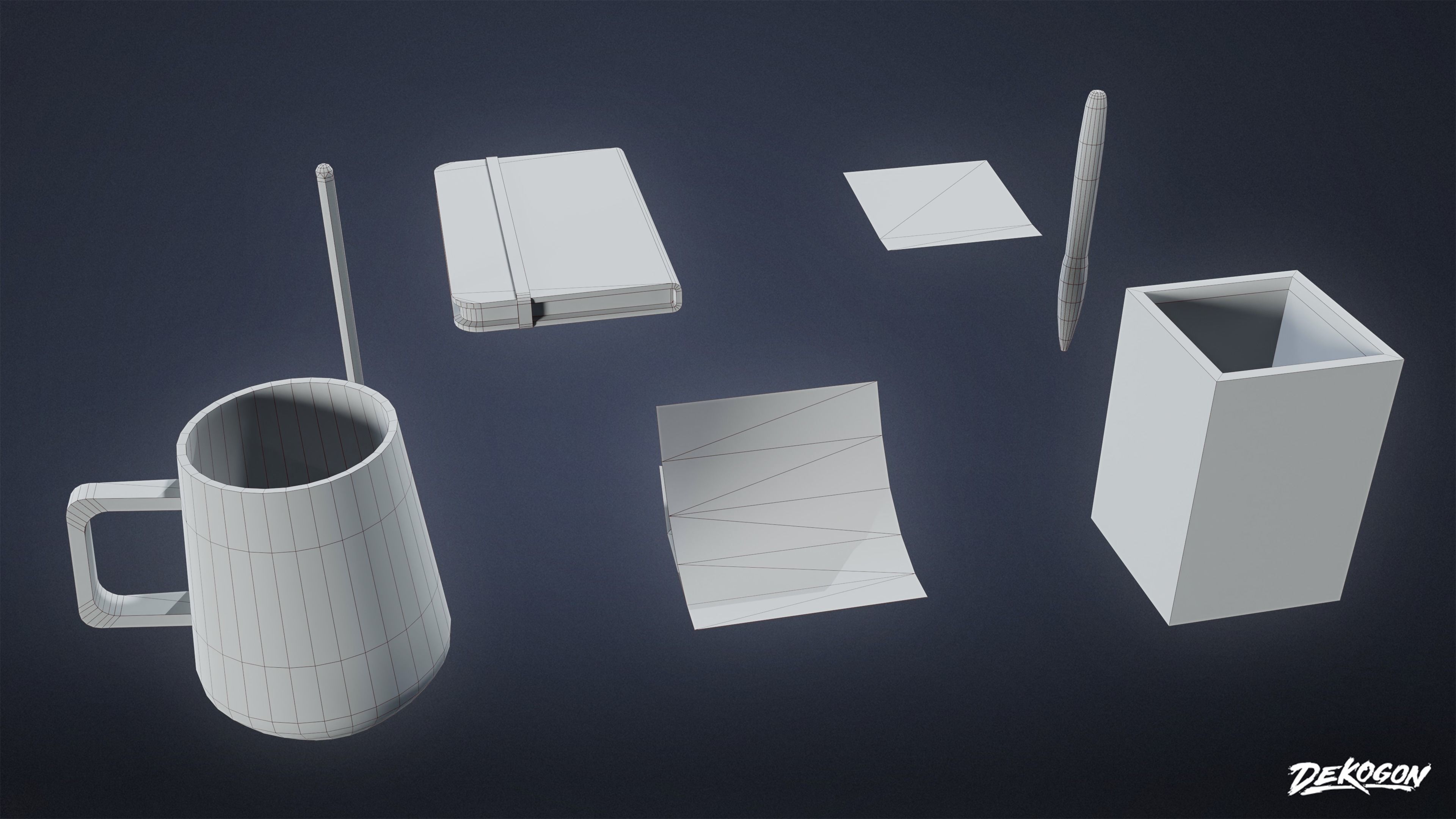 STUDIO OFFICES - Desk Assets 01 - LOW POLY Low-poly 3D model_1