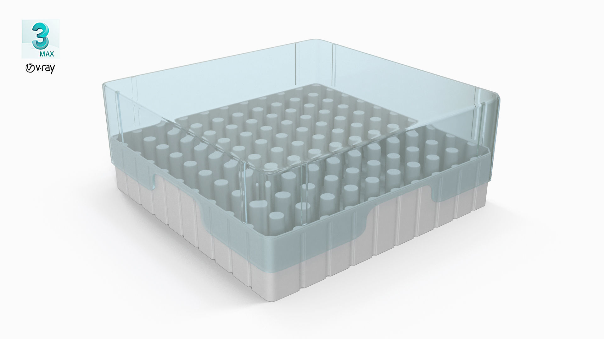 Eppendorf Storage Box 2 inch 10x10 Low-poly 3D model_9