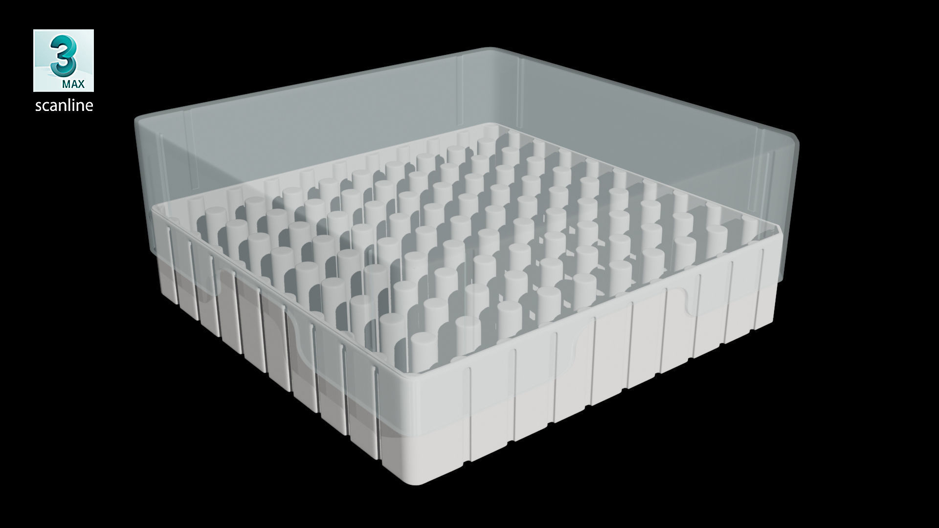 Eppendorf Storage Box 2 inch 10x10 Low-poly 3D model_10