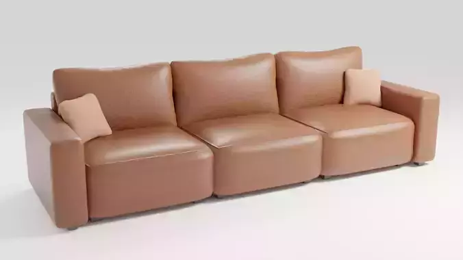 Stylish sofa made of high quality leather in brown tones