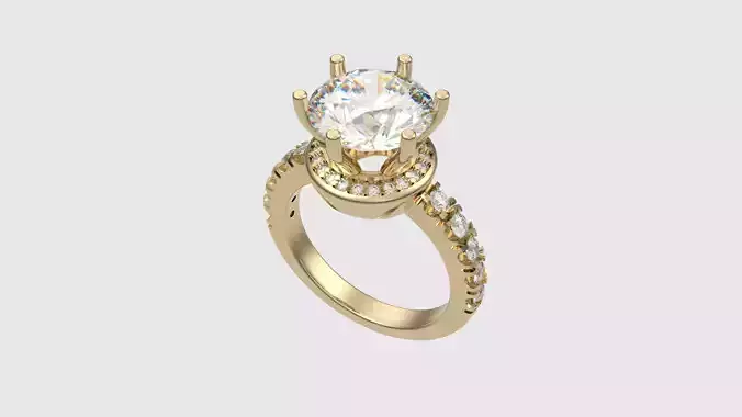 Brilliant Halo Engagement Ring JDBCo 3D print model