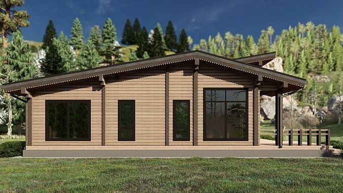 3D model of a wooden house 3D model 7