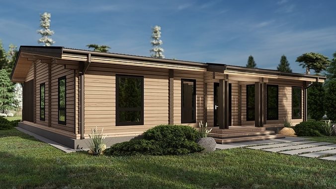 3D model of a wooden house 3D model 3
