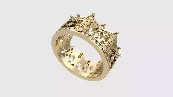 Regal Crown-Inspired Ring JDBCo 3D print model