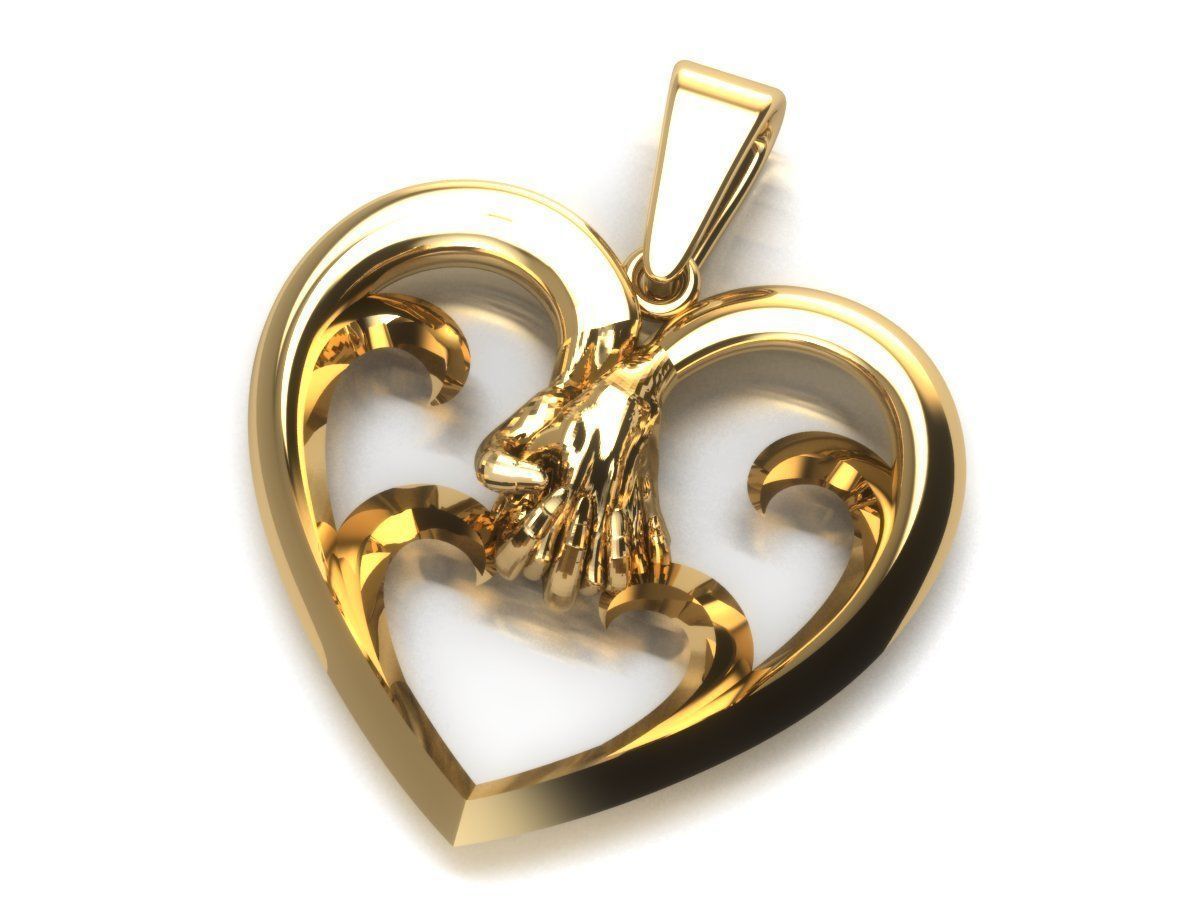 heart holding  hand pendant  3D print model_1