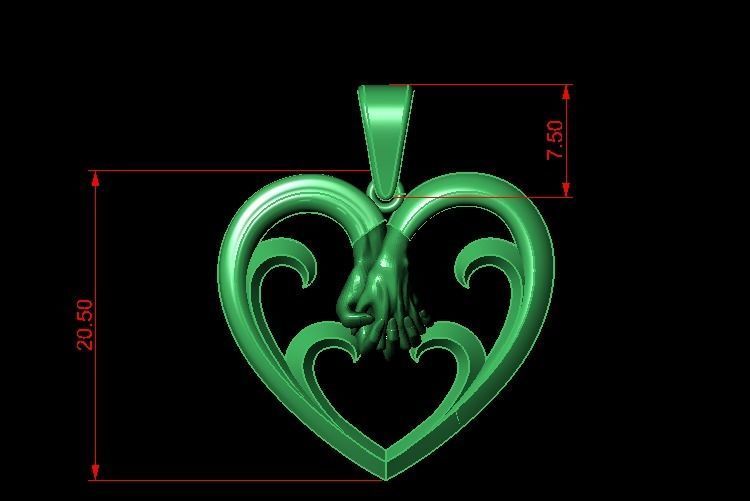 heart holding  hand pendant  3D print model_4