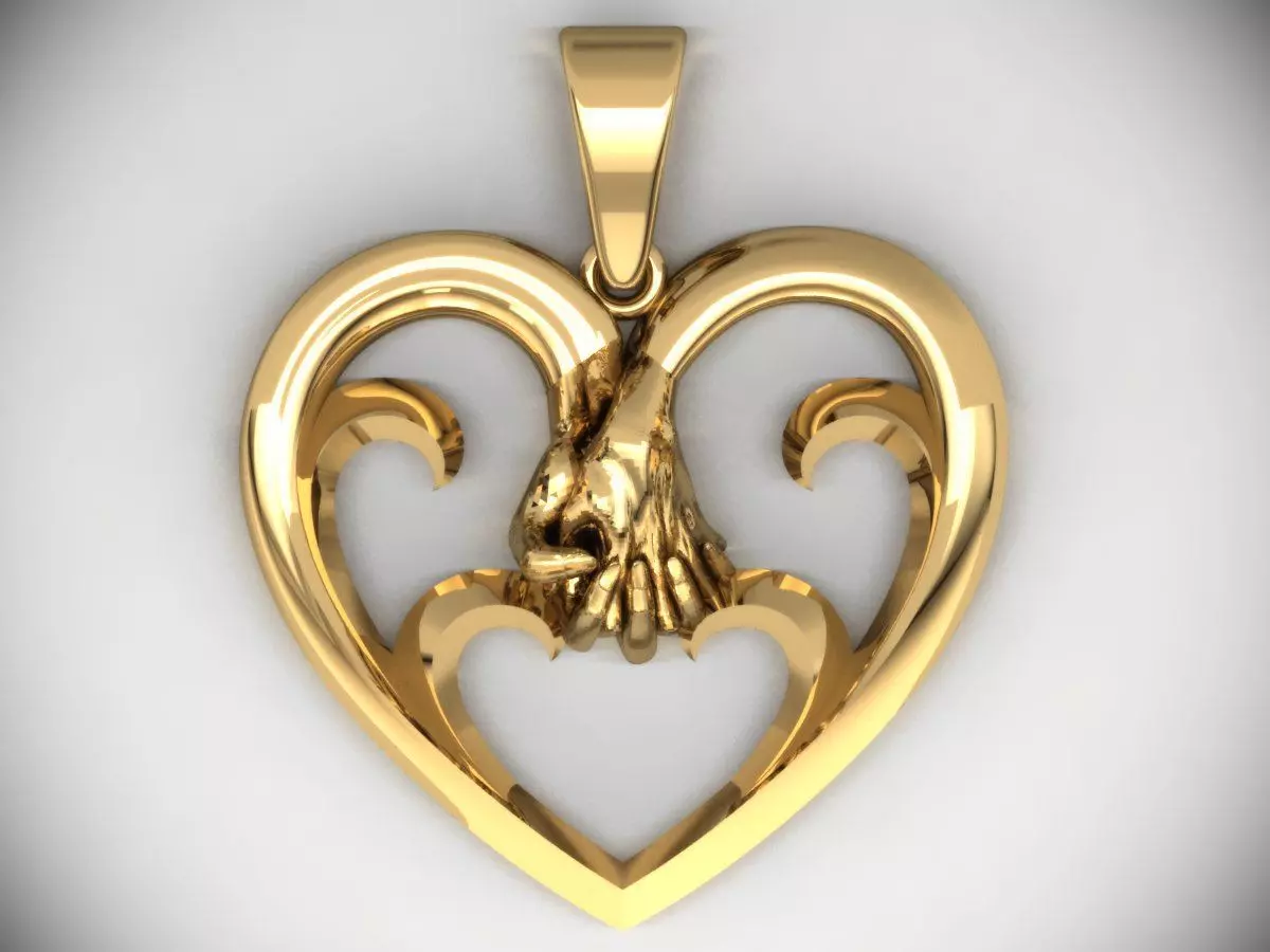 heart holding  hand pendant  3D print model_0