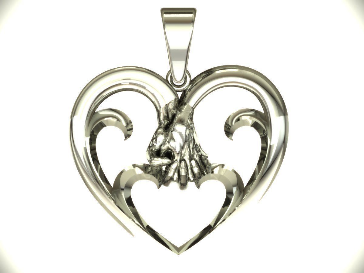 heart holding  hand pendant  3D print model_3