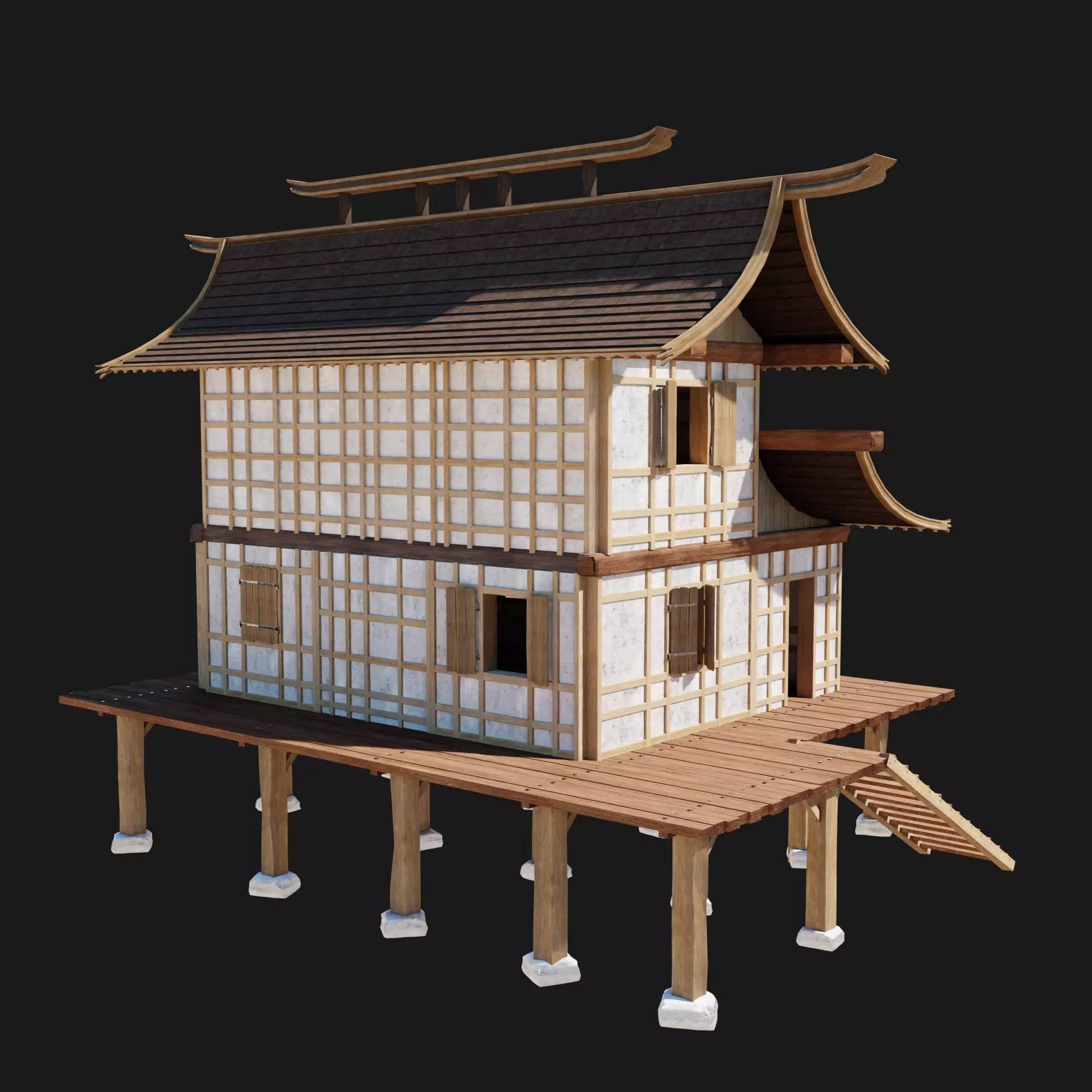 Feudal House 2 Free low-poly 3D model