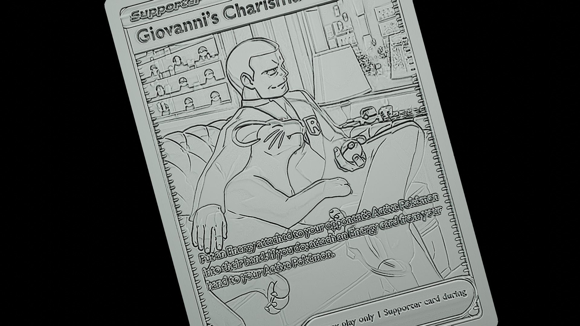 GIOVANNIS CHARISMA POKEMON TRAINER RARE CARD 3D print model_2