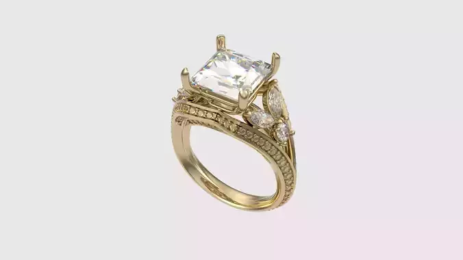 Floral Gemstone Ring JDBCo 3D print model
