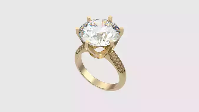 Solitaire Ring with Pave Band JDBCo 3D print model