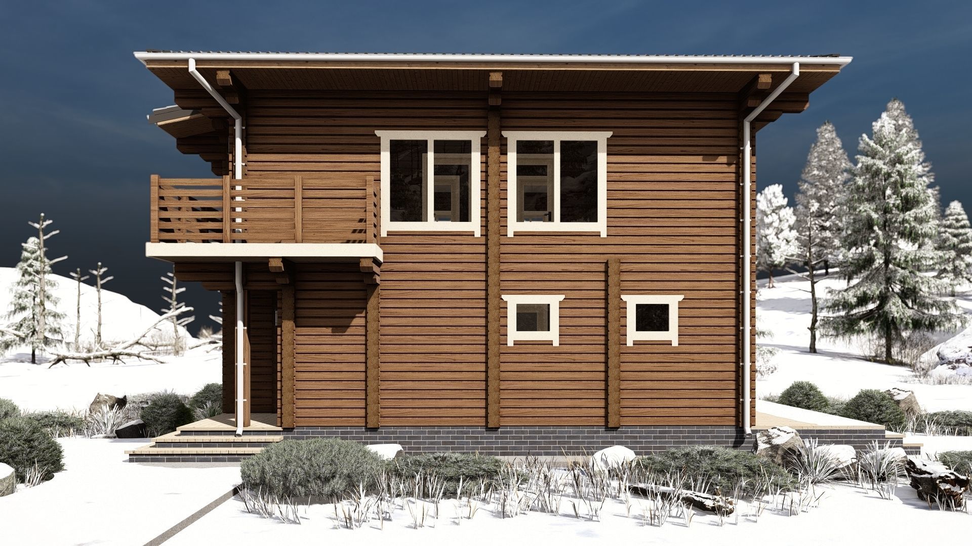 3D model of a wooden house 3D model_5